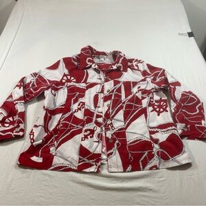 Allison Daley Blazer Jacket Women’s 16 Button Down Náutica Red White Anchor Top